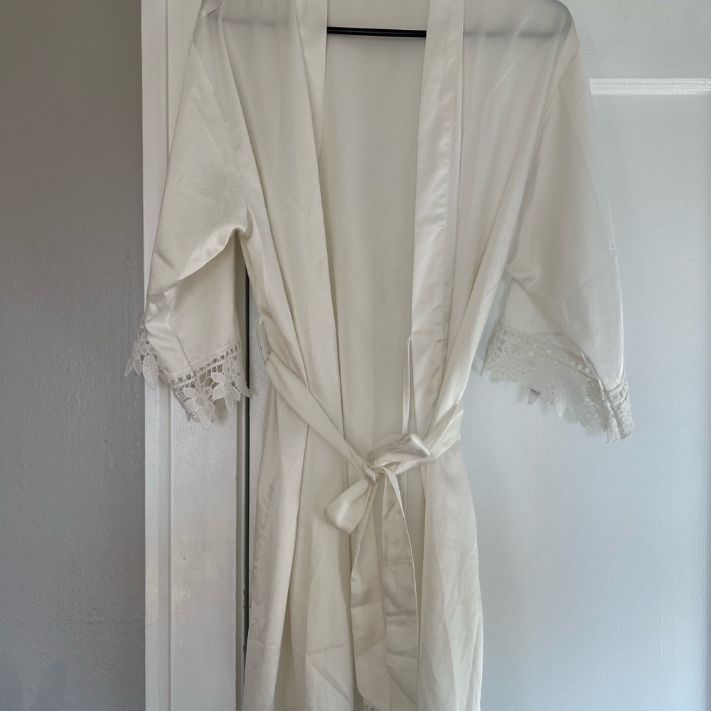 White Robe with Lace Detailing